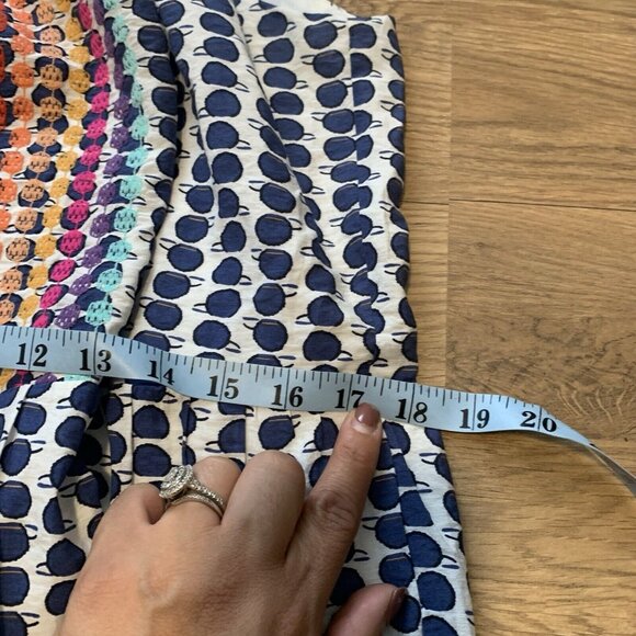 Anthropology THML white blue dotted colorful knee length dress size M E5 - Picture 5 of 6